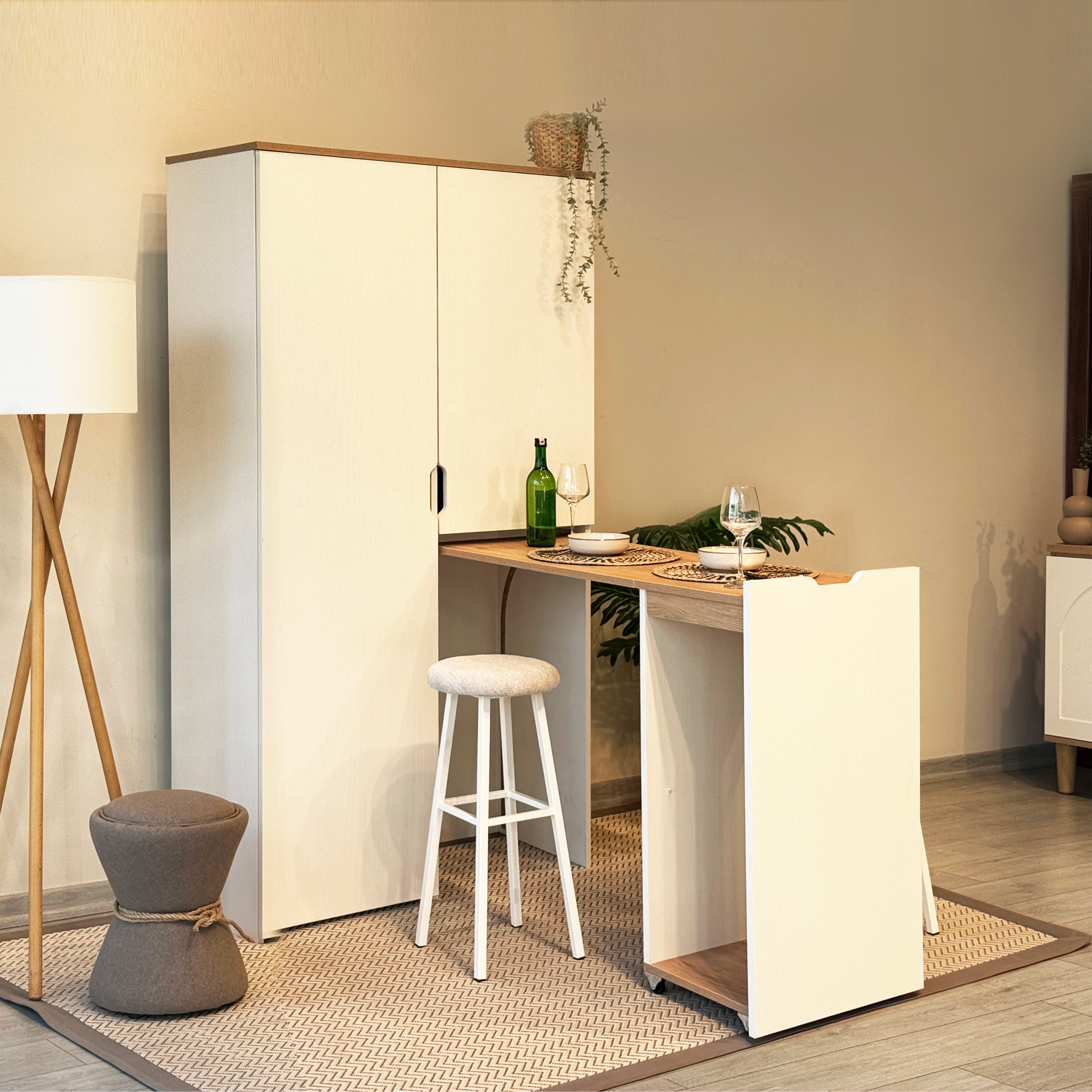 SERENTA KATLANABİLİR MASALI MİNİ BAR İKİ TABURELİ TAKIM