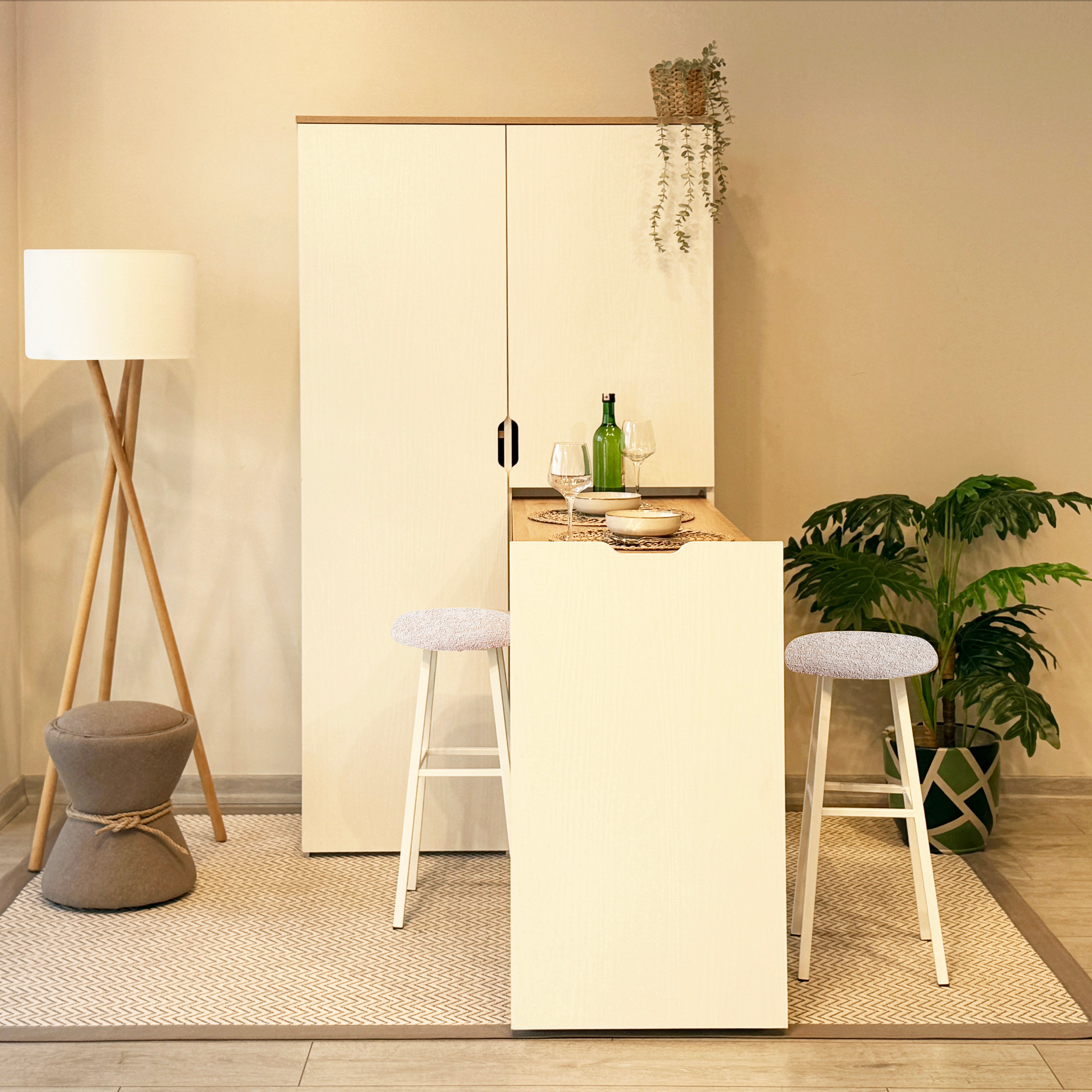 SERENTA KATLANABİLİR MASALI MİNİ BAR İKİ TABURELİ TAKIM