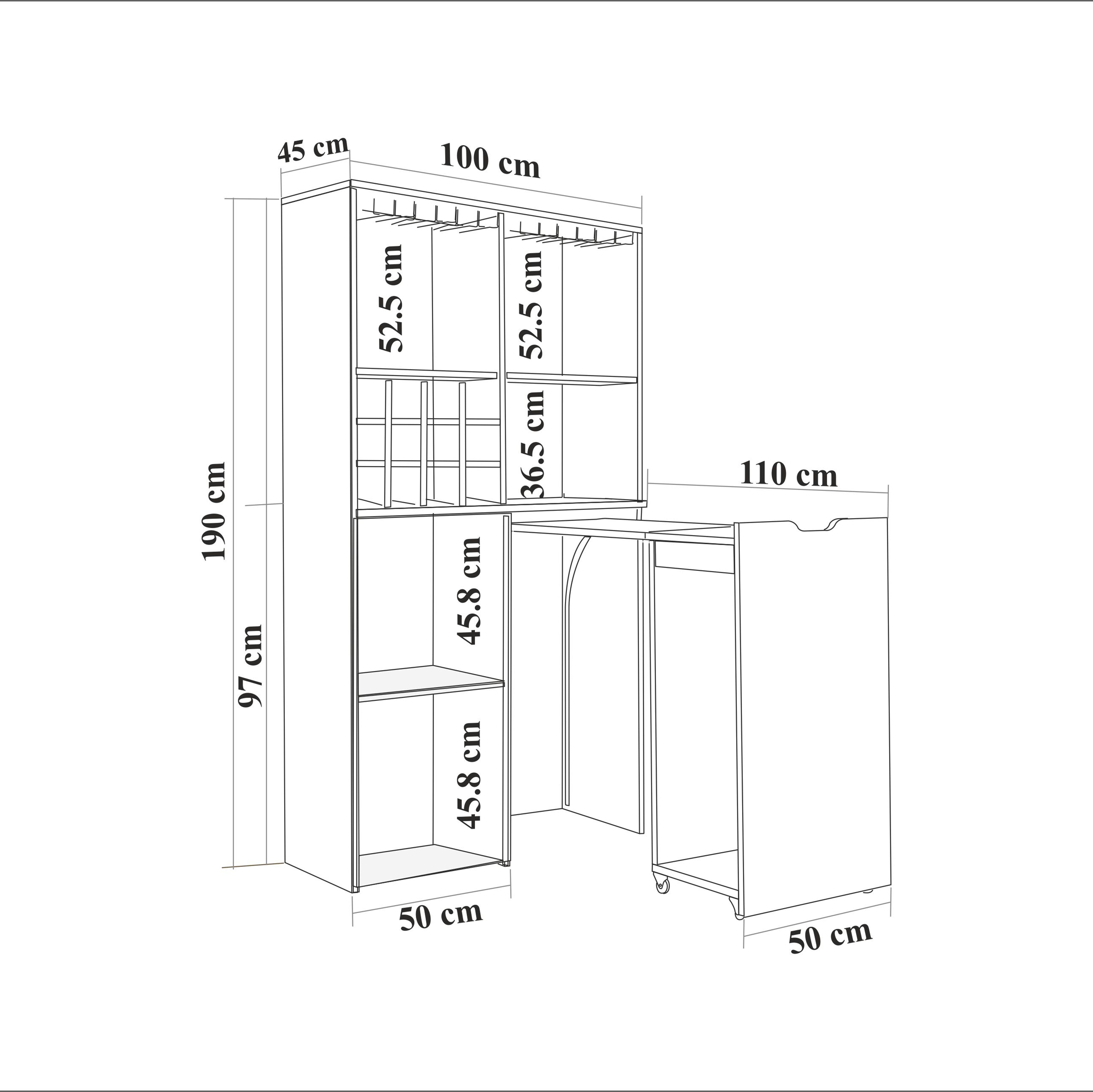 SERENTA KATLANABİLİR MASALI MİNİ BAR İKİ TABURELİ TAKIM