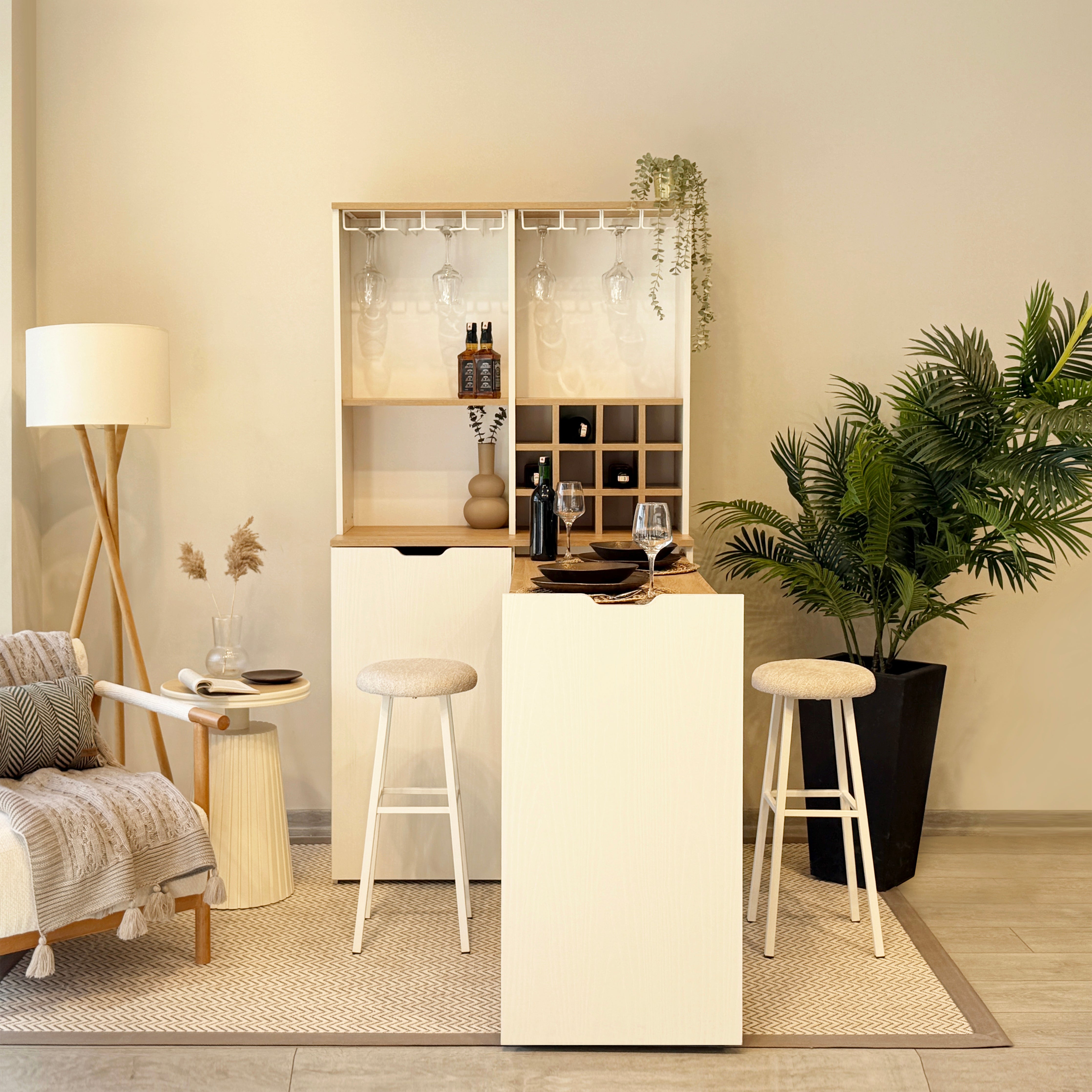 VELTO KATLANABİLİR MASALI MİNİ BAR İKİ TABURELİ TAKIM