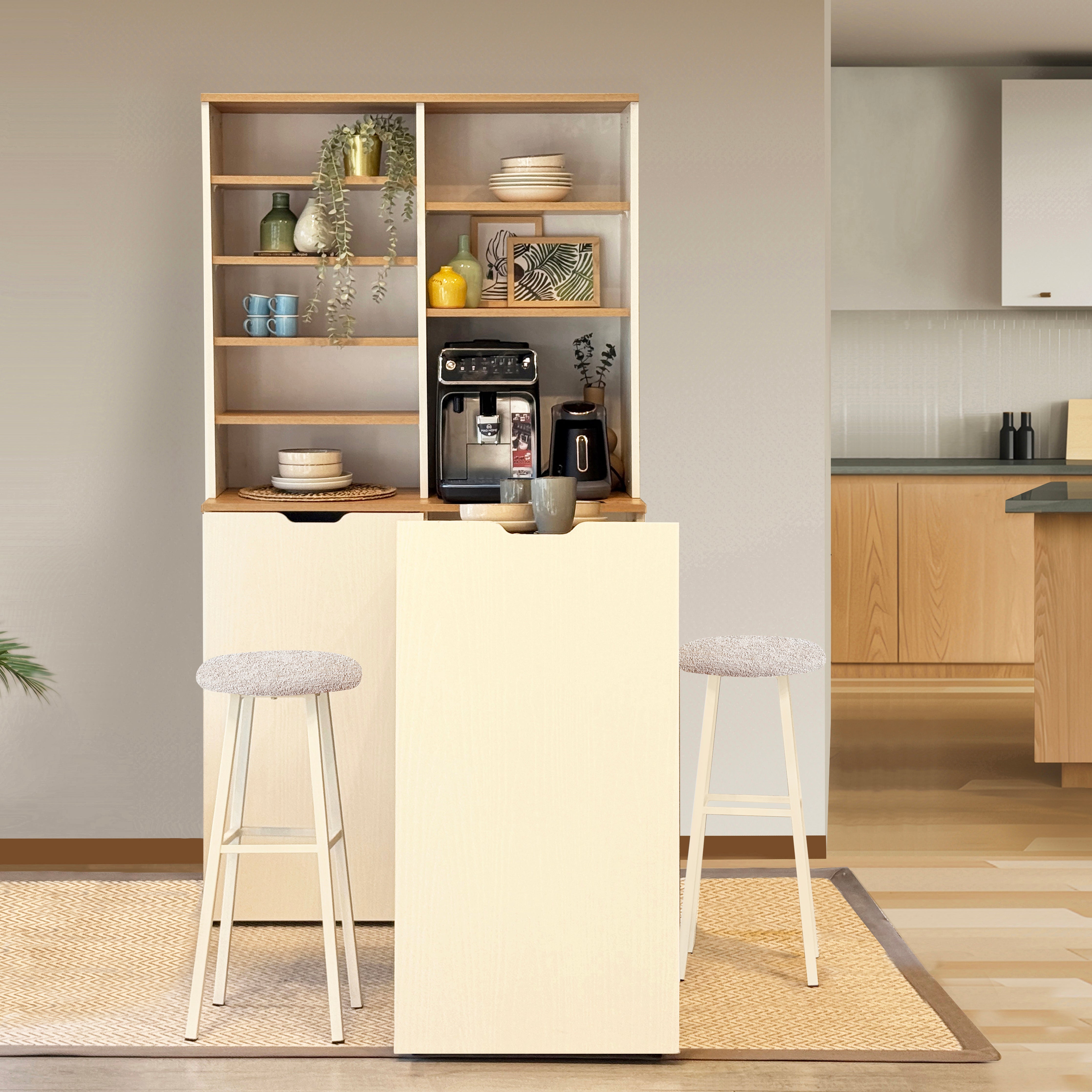 FOLDA KATLANABİLİR MASALI KAHVE KÖSESİ İKİ TABURELİ TAKIM