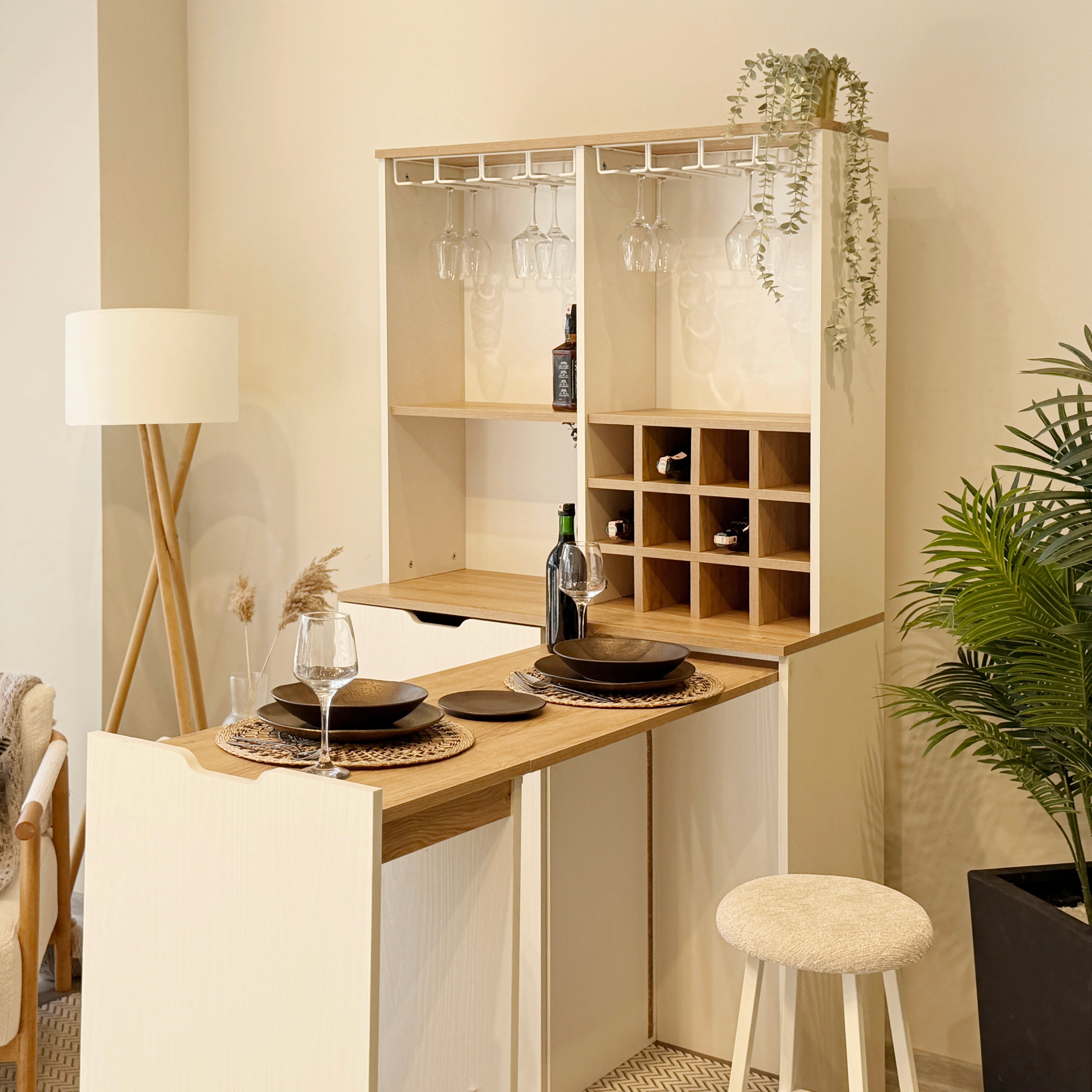 VELTO KATLANABİLİR MASALI MİNİ BAR İKİ TABURELİ TAKIM