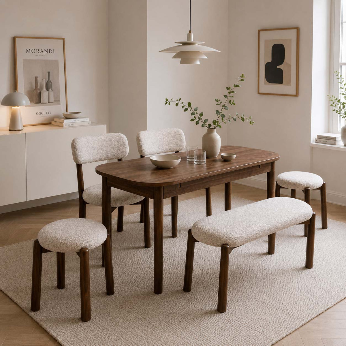 VİNA LUXE AÇILIR MDF MUTFAK MASA TAKIMI CEVİZ