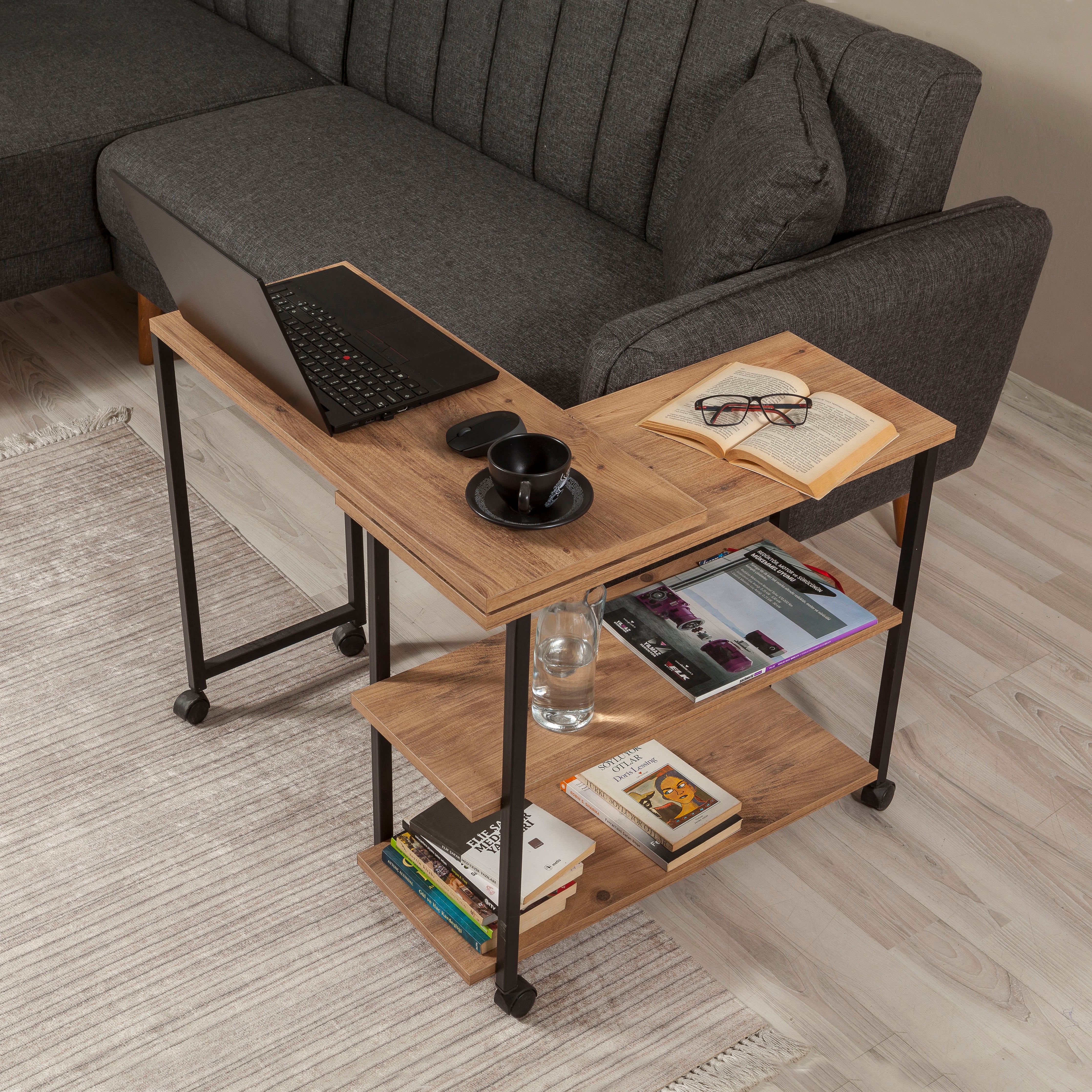 MELİN 360 DERECE DÖNEBİLEN ÇOK AMAÇLI SEHPA ATLANTİK