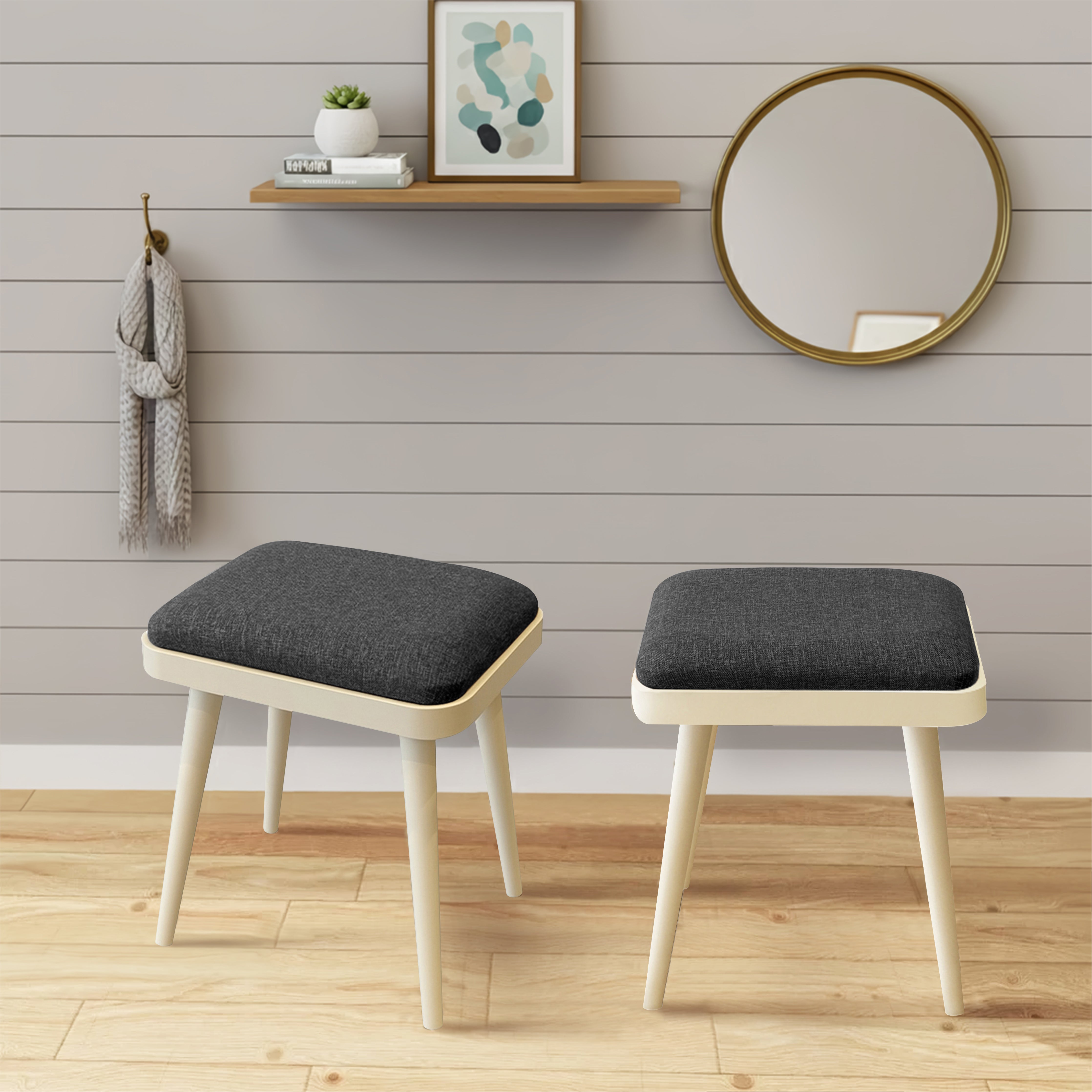 VİNA MİNİ İKİLİ TABURE SEDEF KREM