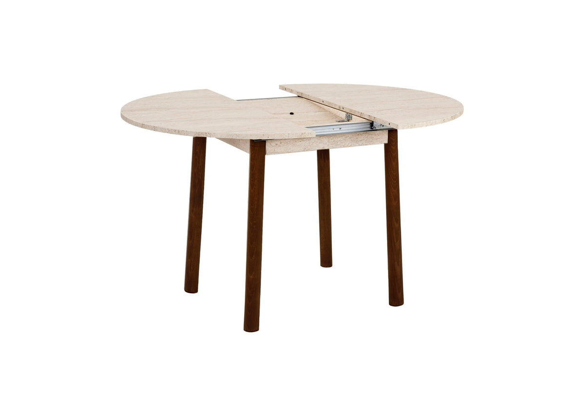 VİNA LUXE AÇILIR YUVARLAK MUTFAK MASASI TRAVERTEN CEVİZ