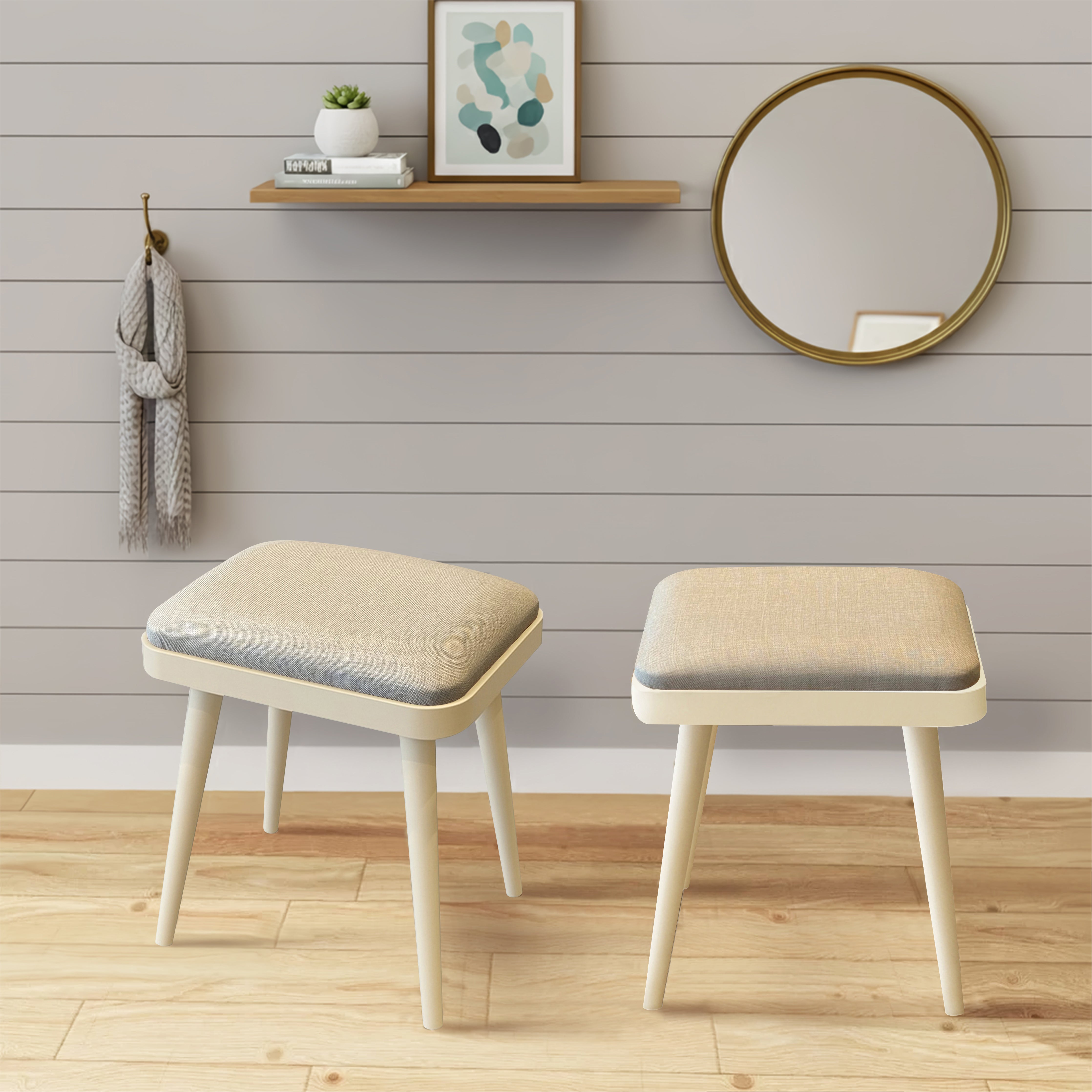 VİNA MİNİ İKİLİ TABURE SEDEF KREM