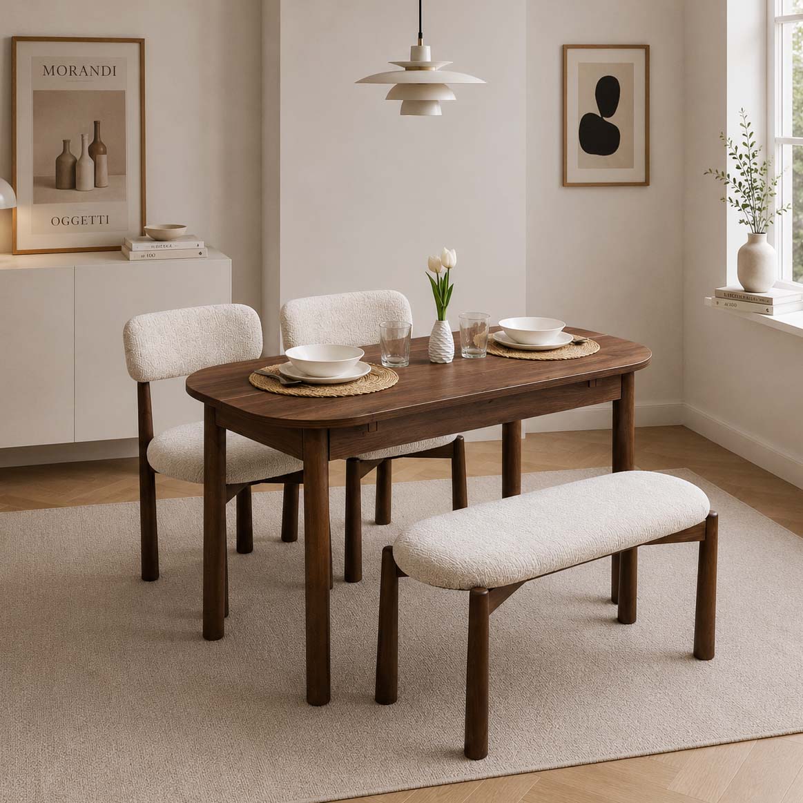VİNA LUXE AÇILIR MDF MUTFAK MASA TAKIMI CEVİZ