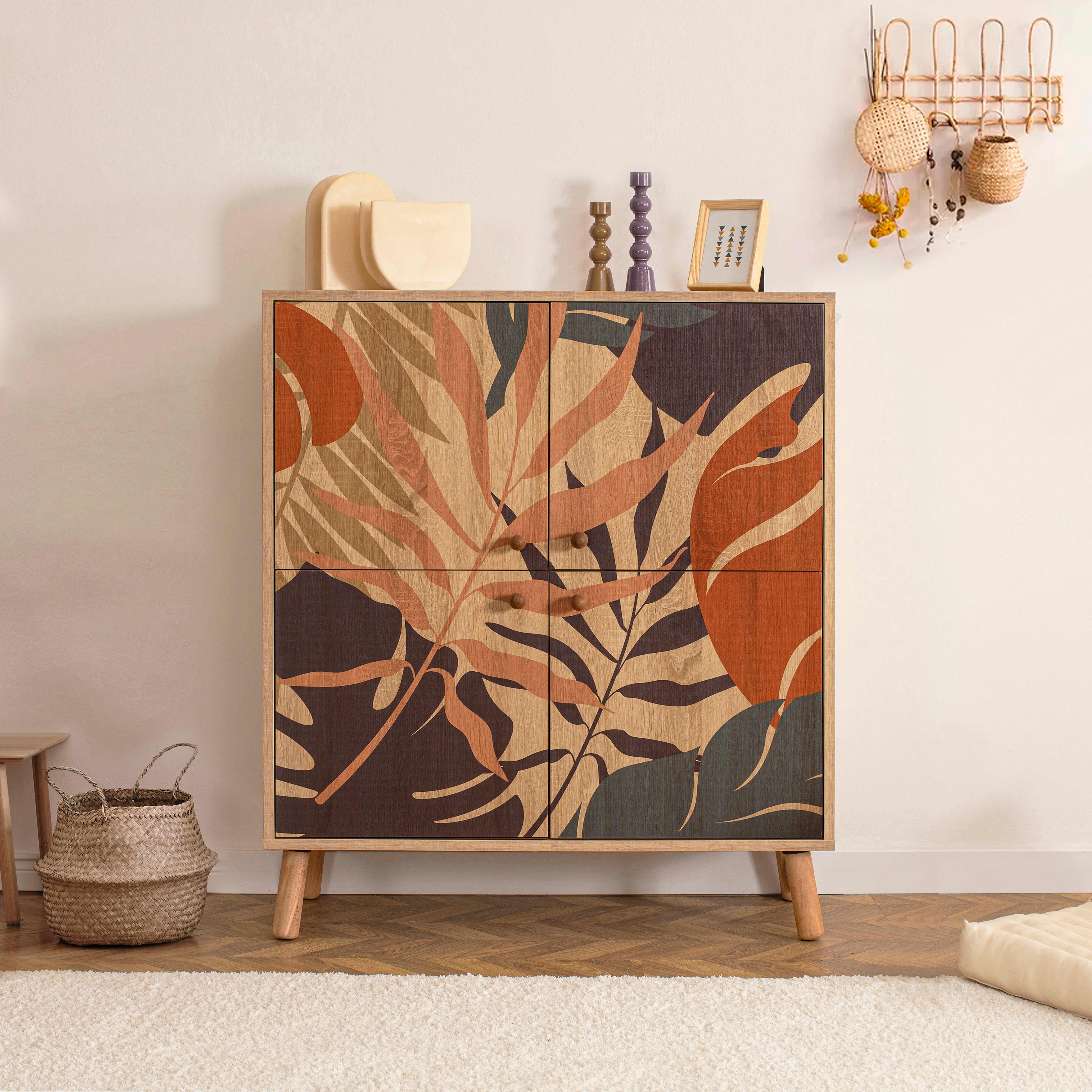 MULTİLÜX SONOMO DESENLİ SİLİNDİR AHŞAP AYAK PALM