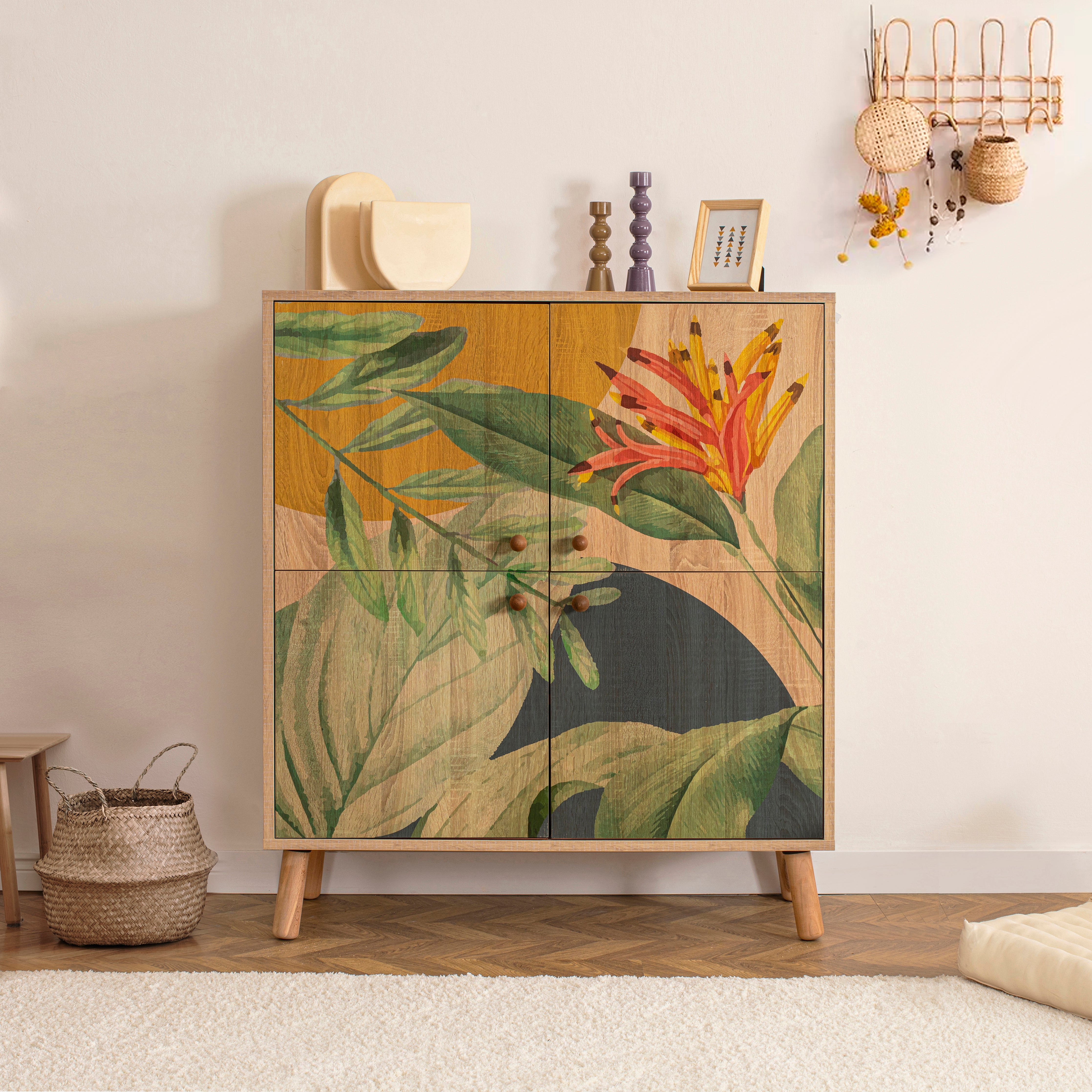 MULTİLÜX SONOMO DESENLİ SİLİNDİR AHŞAP AYAK SAKA